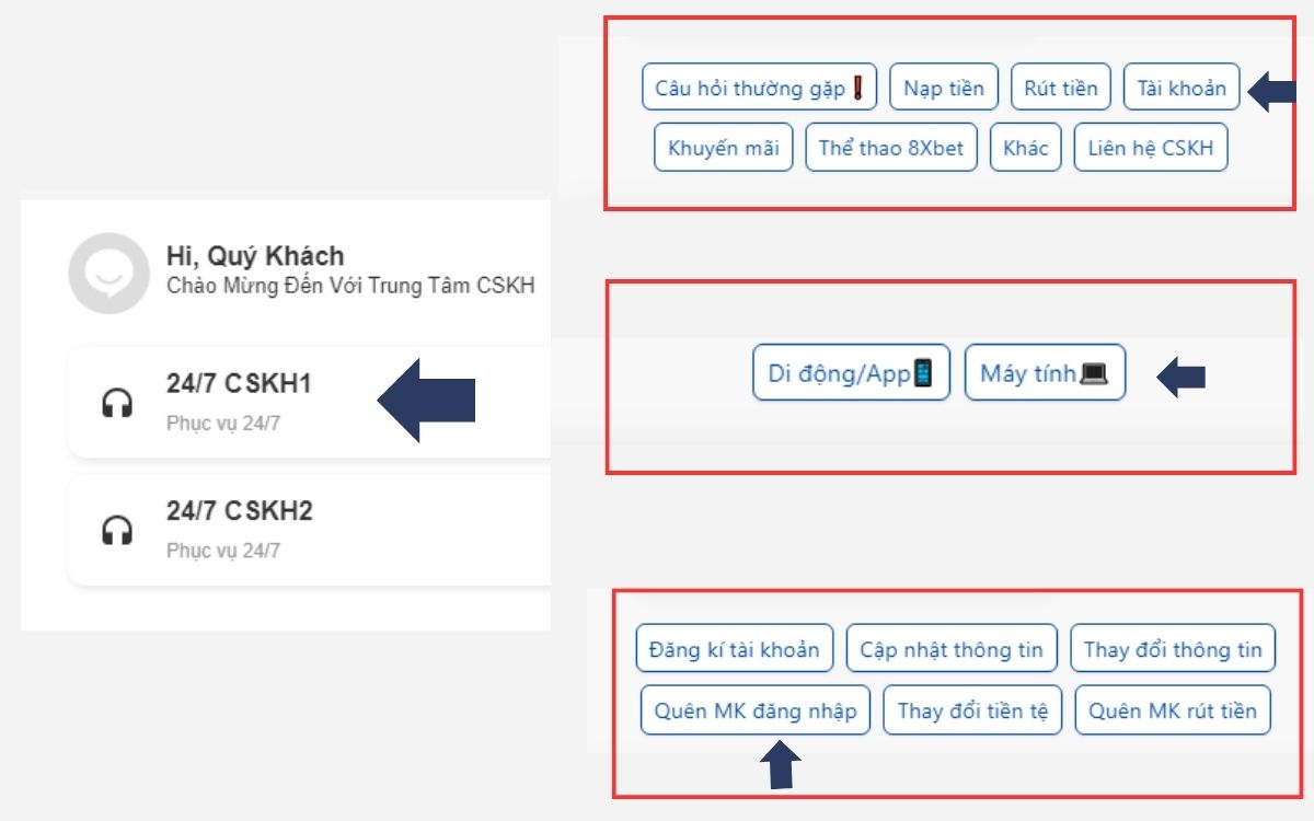 lấy mật khẩu qua live chat