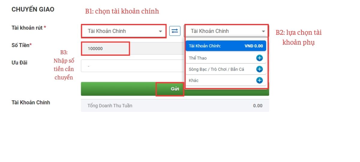 tiến hành chuyển quỹ cmd368