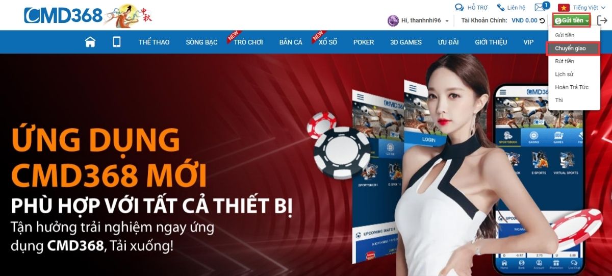 truy cập trang chuyển quỹ cmd368